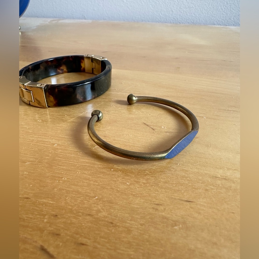 Tortoise Shell and Brass Bangle Set - Picture 2 of 2
